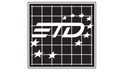 Logo en noir et blanc pour ETD, une entreprise de distribution d’énergie.